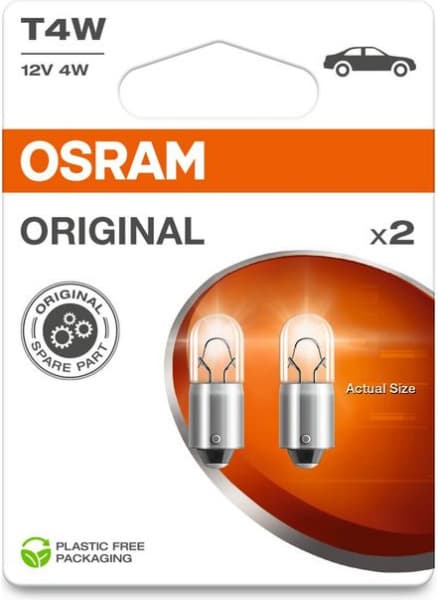 Osram Bulbs T4W 12v BA9S 2vnt - 3893-2BL (OSRAM) - Autoera