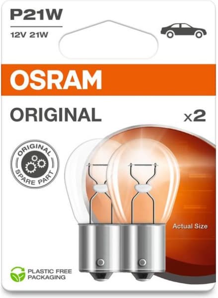 Osram Bulbs P21W 12V BA15S UNV1 2vnt - 7506-2BL (OSRAM) - Autoera