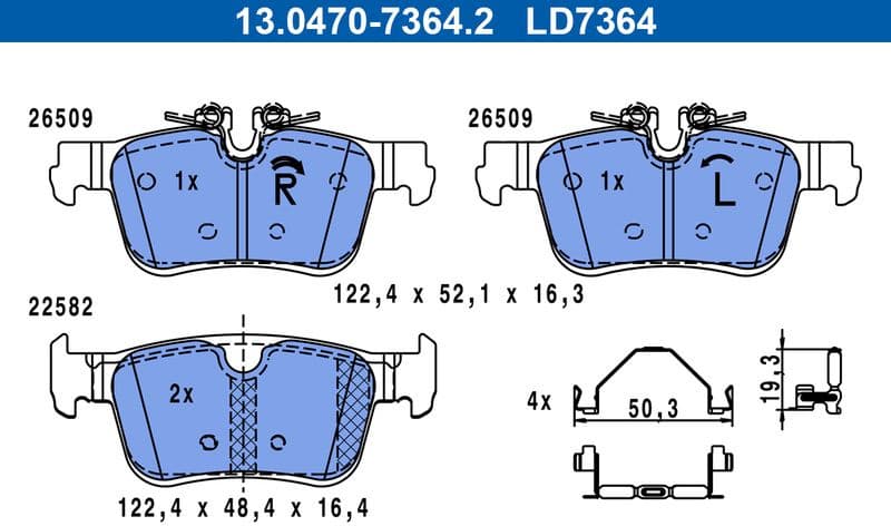 Brake Pad Set, disc brake ATE Ceramic 13.0470-7364.2