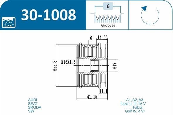 Freewheel clutch alternator 30-1008 - image 4