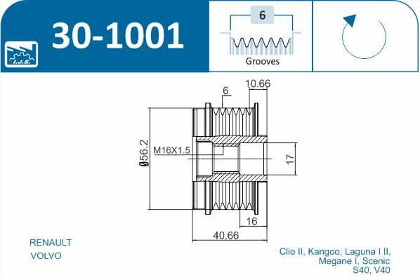 Freewheel clutch alternator 30-1001 - image 4