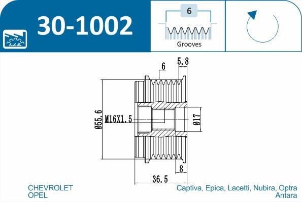 Freewheel clutch alternator 30-1002 - image 3