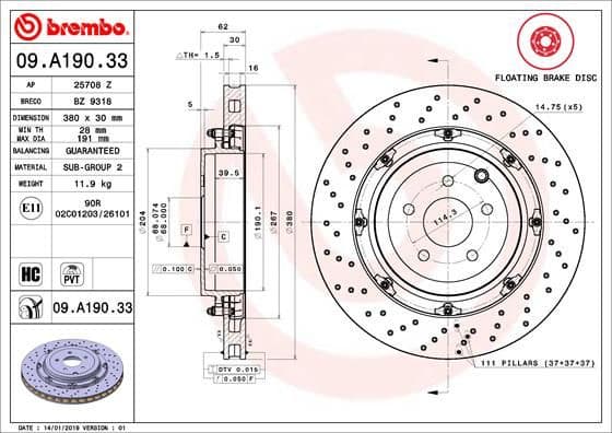 Brake Disc PRIME LINE - Floating 09.A190.33