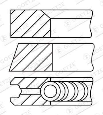 Piston Ring Set Goetze Diamond Coated® LKZ-Ring® 08-452907-00