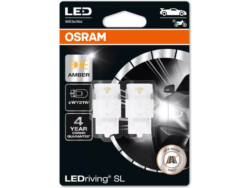 OSRAM LED Bulbs WY21W AMBER 1,4W12VWX3X16D BLI2 2vnt - 7504DYP-2BL