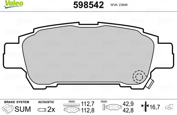 Brake Pad Set, disc brake 598542