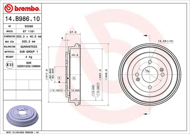 Brake Drum ESSENTIAL LINE 14.B986.10