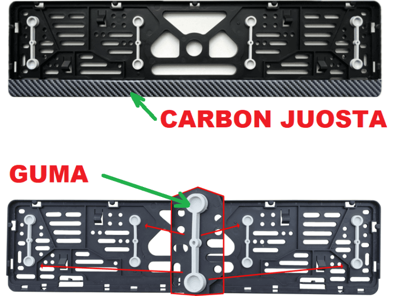 Naujos konstrukcijos numerių rėmelis R22 su karbono imitacija