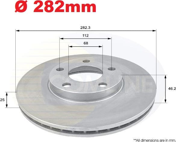 Brake disc, 1pcs FRONT ADC1425V