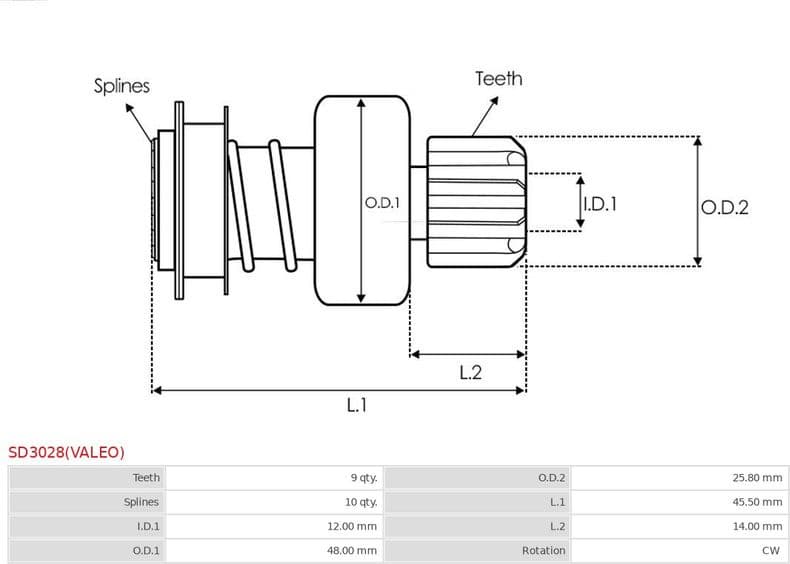 Freewheel Gear, starter Valeo SD3028(VALEO) - image 4