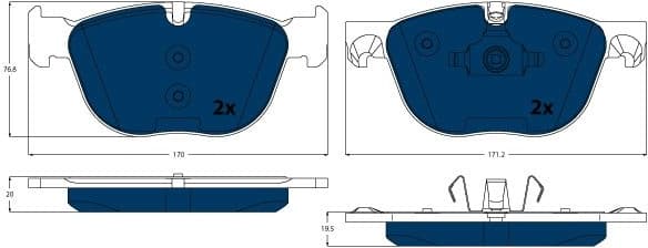 Brake Pad Set, disc brake ELECTRIC BLUE GDB1726BTE