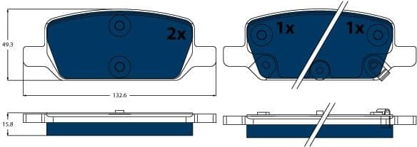 Brake Pad Set, disc brake ELECTRIC BLUE GDB2380BTE