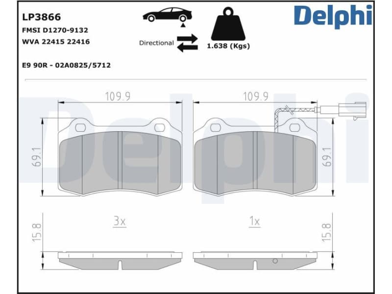 Brake Pad Set, disc brake LP3866