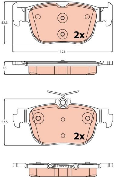 Brake pads rear, Top Quality GDB2373