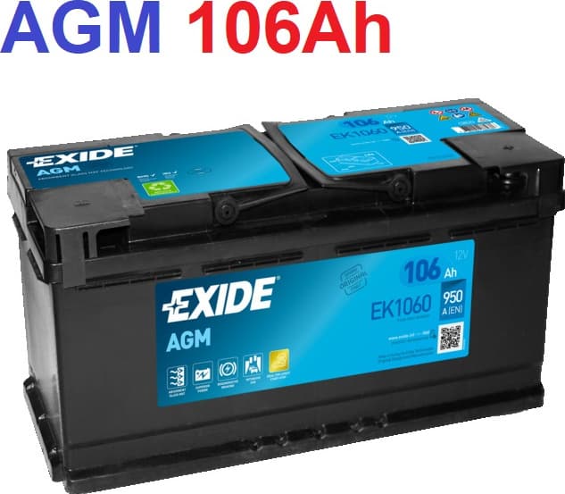 Akumuliatorius EXIDE 106Ah 105Ah AGM 950A START-STOP - AKU105EXIDE AGM