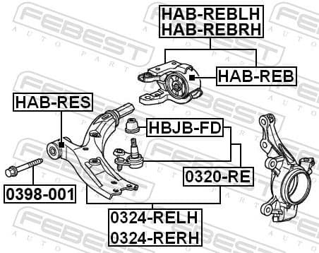 Mounting, control/trailing arm HAB-REBRH - image 2