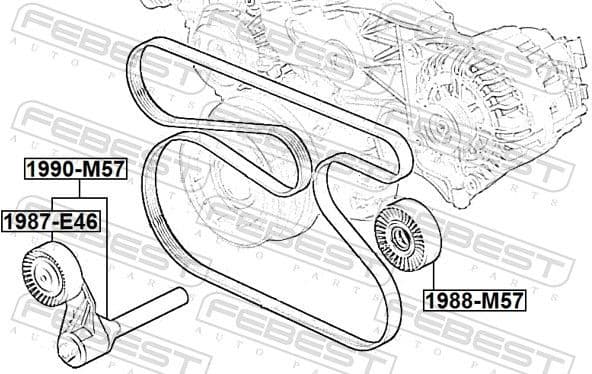 Belt Tensioner, V-ribbed belt 1990-M57 - image 2