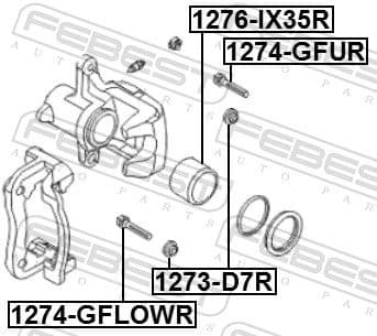 Bellow, brake caliper guide 1273-D7R