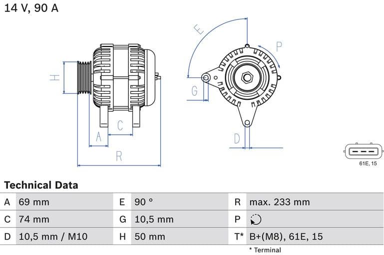 Alternator 0986040390 - image 3
