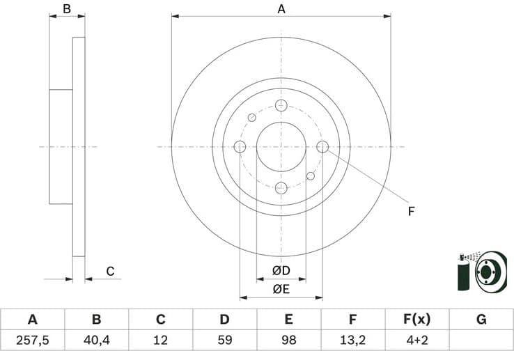 Brake Disc 0 986 479 E65 - image 2