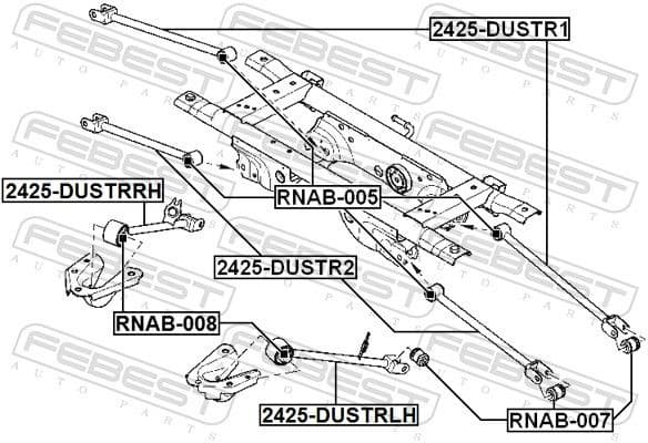 Control/Trailing Arm, wheel suspension 2425-DUSTRRH