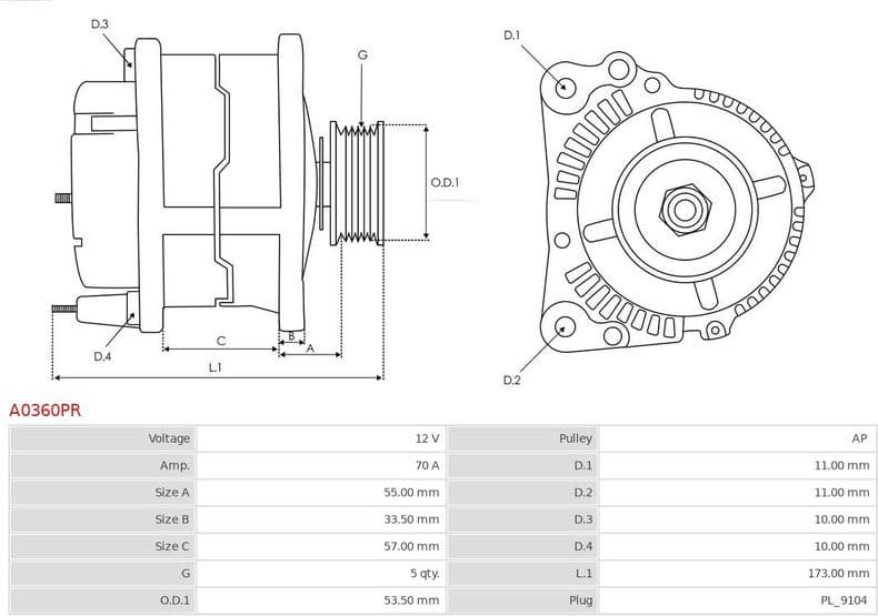 Alternator Remanufactured AS A0360PR - image 5