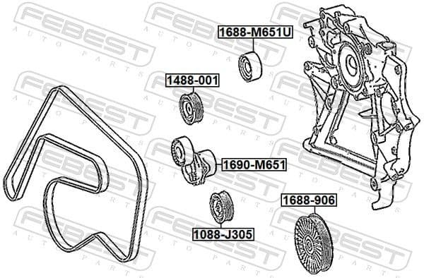 Deflection/Guide Pulley, V-ribbed belt 1688-OM651U - image 2