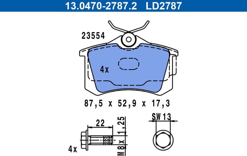 Brake Pad Set, disc brake ATE Ceramic 13.0470-2787.2
