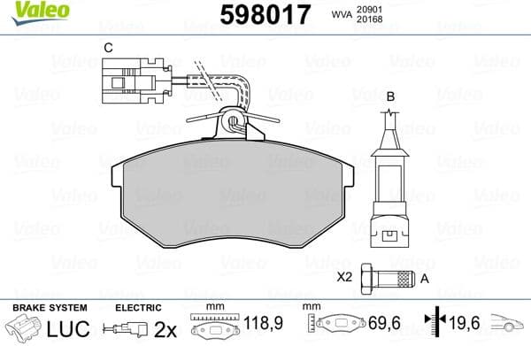 Brake Pad Set, disc brake 598017