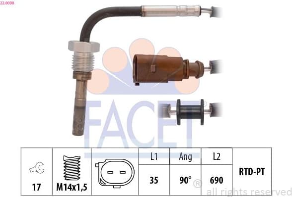 Sensor, exhaust gas temperature Made in Italy - OE Equivalent 22.0098