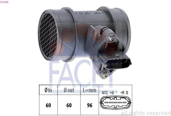 Mass Air Flow Sensor Made in Italy - OE Equivalent 10.1038