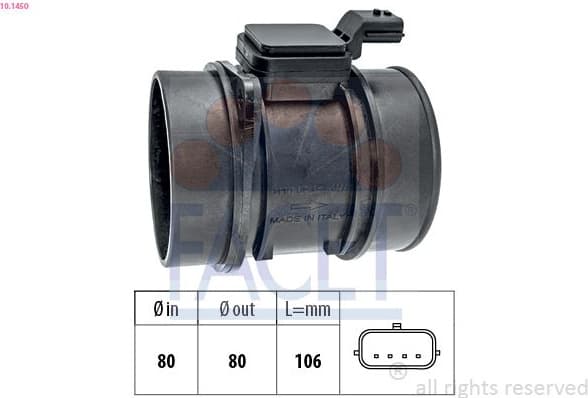 Mass Air Flow Sensor Made in Italy - OE Equivalent 10.1450