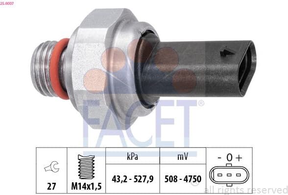 Sensor, exhaust pressure Made in Italy - OE Equivalent 25.0007