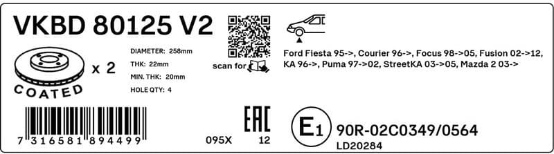 Brake Disc VKBD80125V2 - image 3