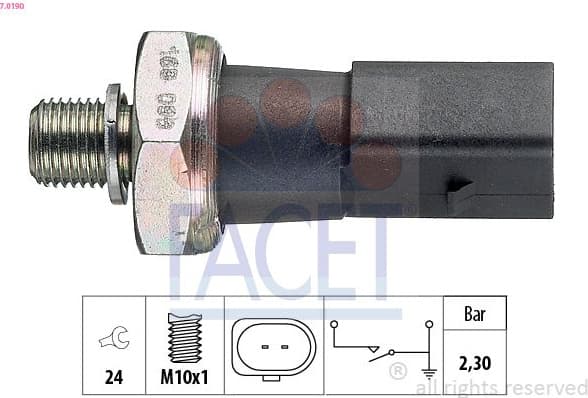Oil Pressure Switch Made in Italy - OE Equivalent 7.0190