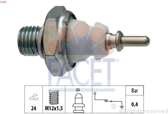 Oil Pressure Switch Made in Italy - OE Equivalent 7.0221