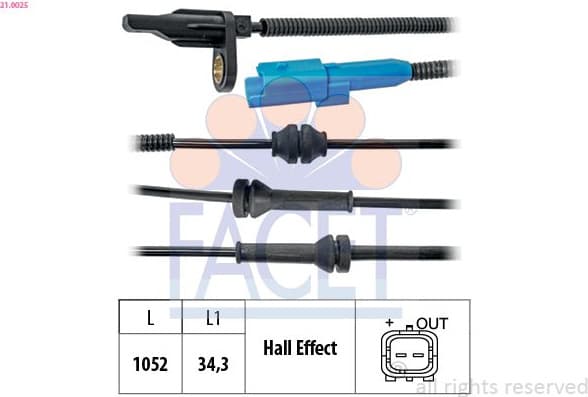 Sensor, wheel speed Made in Italy - OE Equivalent 21.0025