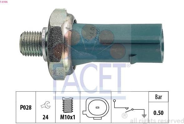 Oil Pressure Switch Made in Italy - OE Equivalent 7.0196