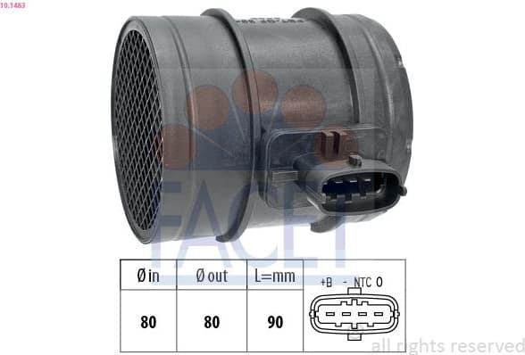 Mass Air Flow Sensor Made in Italy - OE Equivalent 10.1483