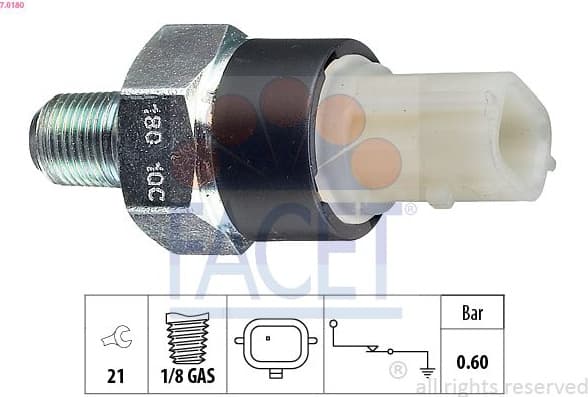 Oil Pressure Switch Made in Italy - OE Equivalent 7.0180