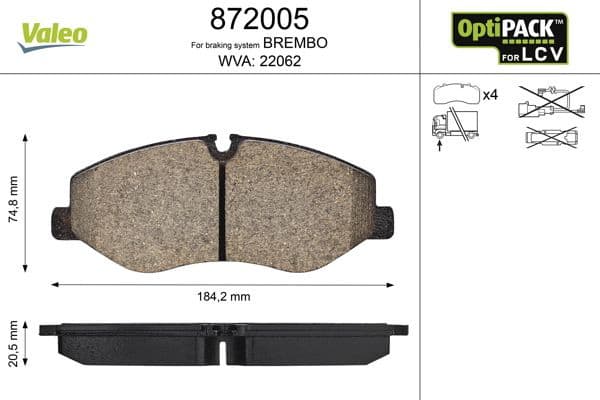 Brake Pad Set, disc brake OPTIPACK for LCV 872005