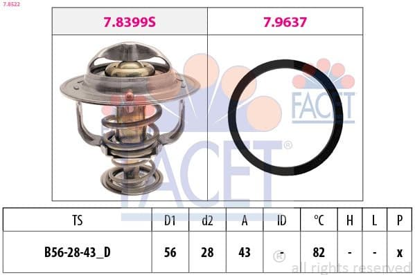 Thermostat, coolant Made in Italy - OE Equivalent 7.8522