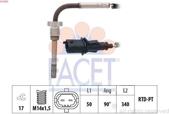 Sensor, exhaust gas temperature Made in Italy - OE Equivalent 22.0042
