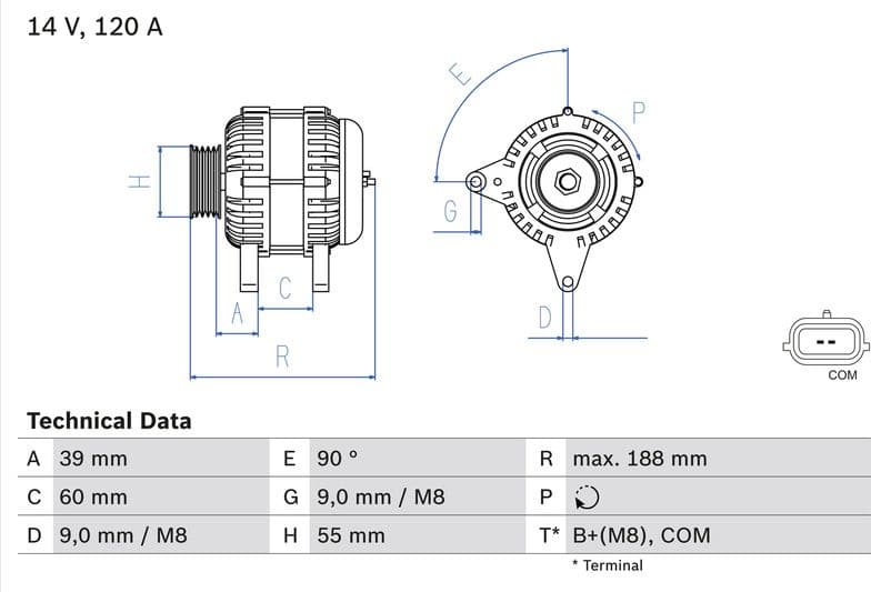 Alternator 0986080990 - image 2
