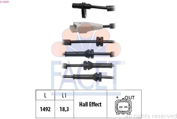 Sensor, wheel speed Made in Italy - OE Equivalent 21.0229