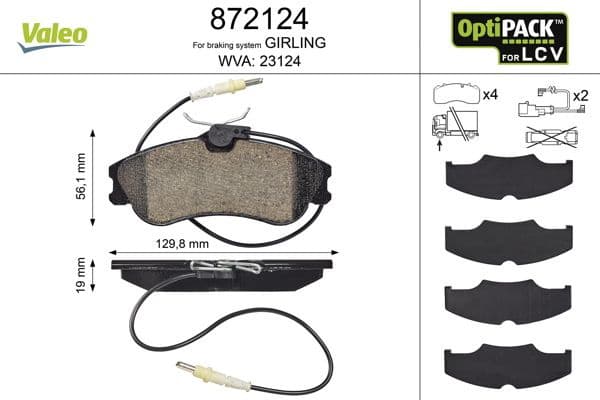 Brake Pad Set, disc brake OPTIPACK for LCV 872124