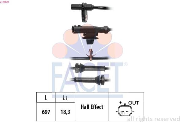 Sensor, wheel speed Made in Italy - OE Equivalent 21.0230