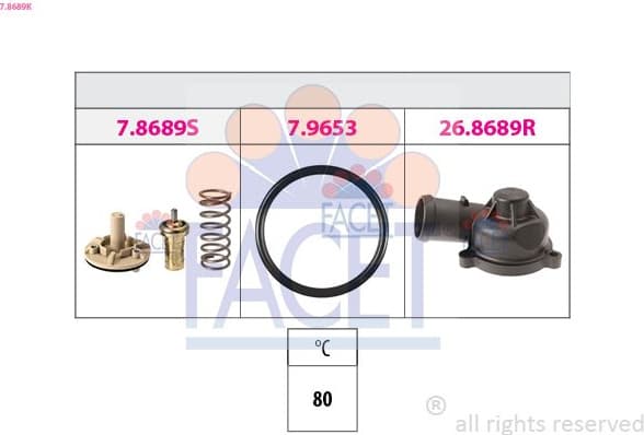 Thermostat, coolant Made in Italy - OE Equivalent 7.8689K