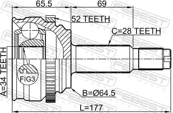 Joint Kit, drive shaft 1410-RODA52 - image 2