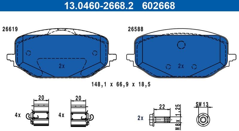 Brake Pad Set, disc brake 13.0460-2668.2